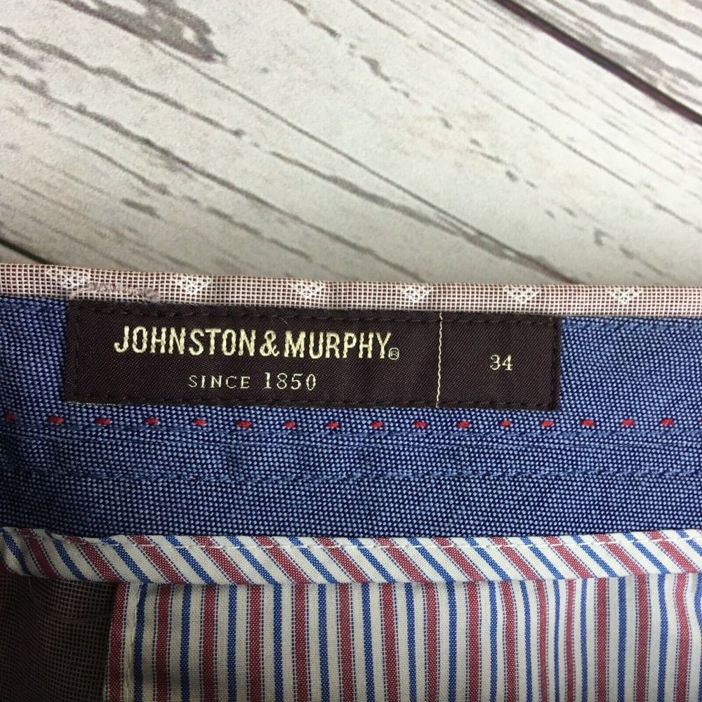 Johnston Murphy Mens Shorts sz 34 Light Purple‎ Pattern Flat Front Pima Cotton - Picture 7 of 9